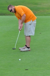 William Byrd's Tyler Hurley watches as his birdie attempt breaks toward the cup at the 4th hole Thursday. 